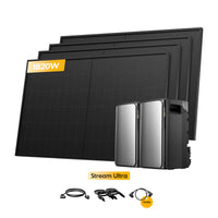 2x EcoFlow Stream Ultra, alles-in-één thuisbatterij voor Plug & Play zonnepanelen, met 4 x 450W bifaciale zonnepanelen, by Powerness