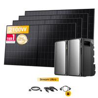 2x EcoFlow Stream Ultra, All-in-One Speicher für Balkonkraftwerke, mit 4 x 525Wp LONGi BC Bifazial Solarmodul, by Powerness