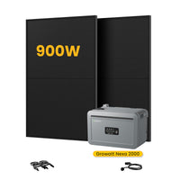 Growatt NEXA 2000 All-in-One Opslag voor Balkon-Zonnepanelen, met 2 x 450W Bifaciale Zonnepanelen, by Powerness