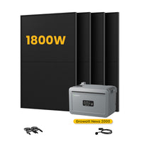 Système de stockage tout-en-un Growatt NEXA 2000 pour centrales solaires de balcon, avec 4 modules solaires bifaciaux JA Solar de 450 W, par Powerness